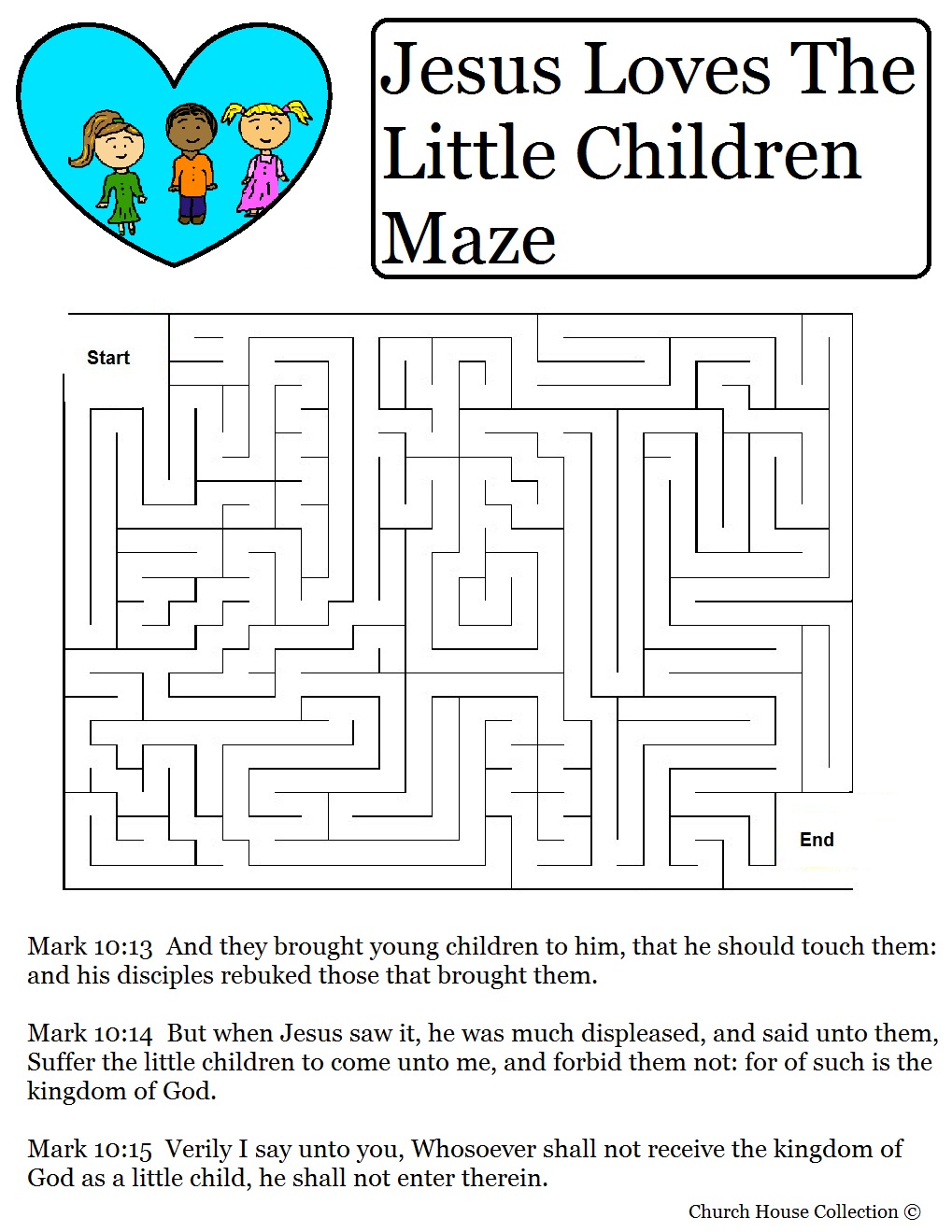 Connect The Dots For Kids Jesus Loves Children Jesus Loves The Little Children Maze for Valentine's Day. | Sunday